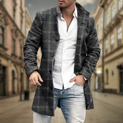 Wilfred - Elegant Uldfrakke Med Mønster