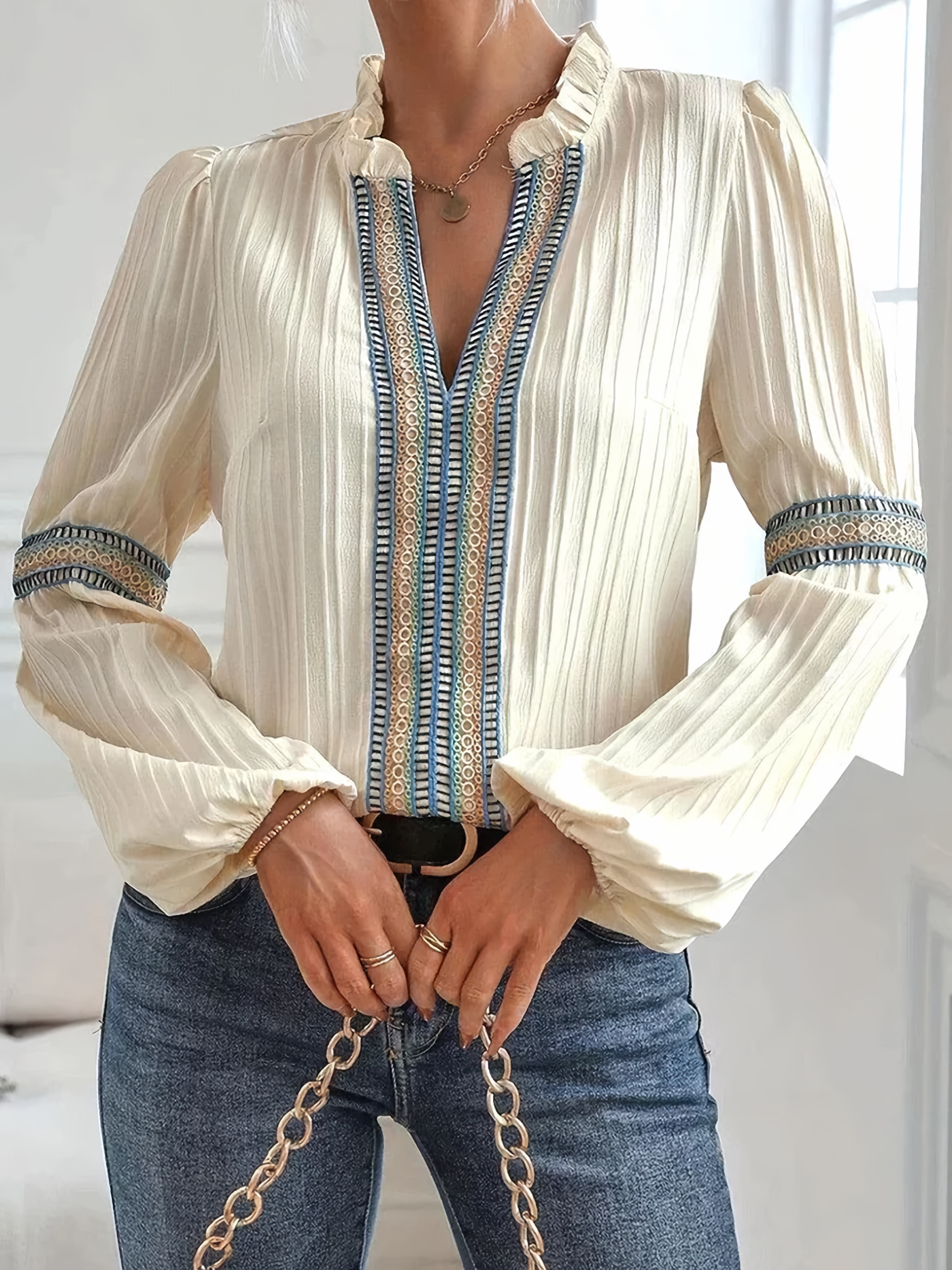Valerie - Elegant V-Hals Bluse