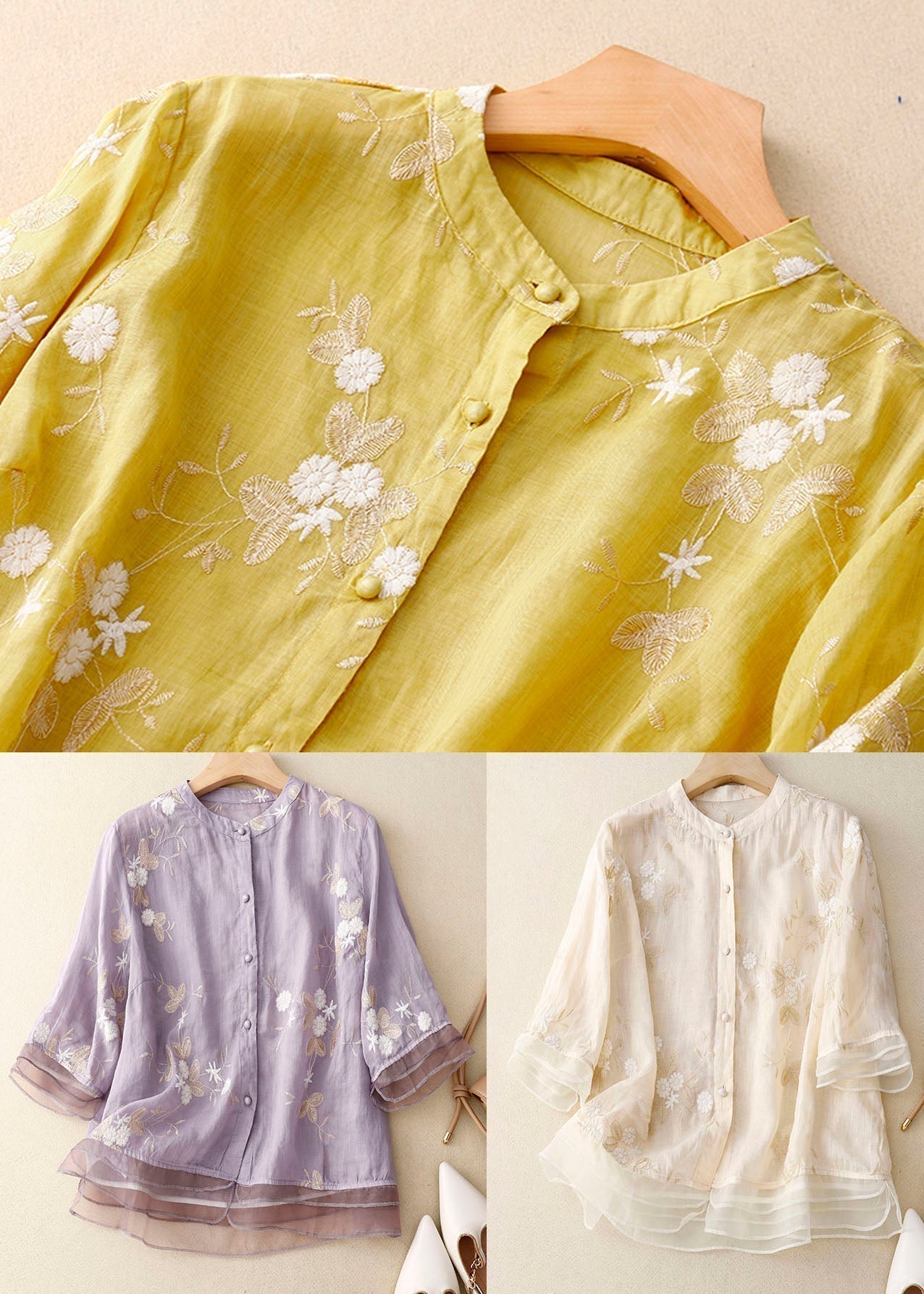 Gitte - Broderet Elegance Bluse