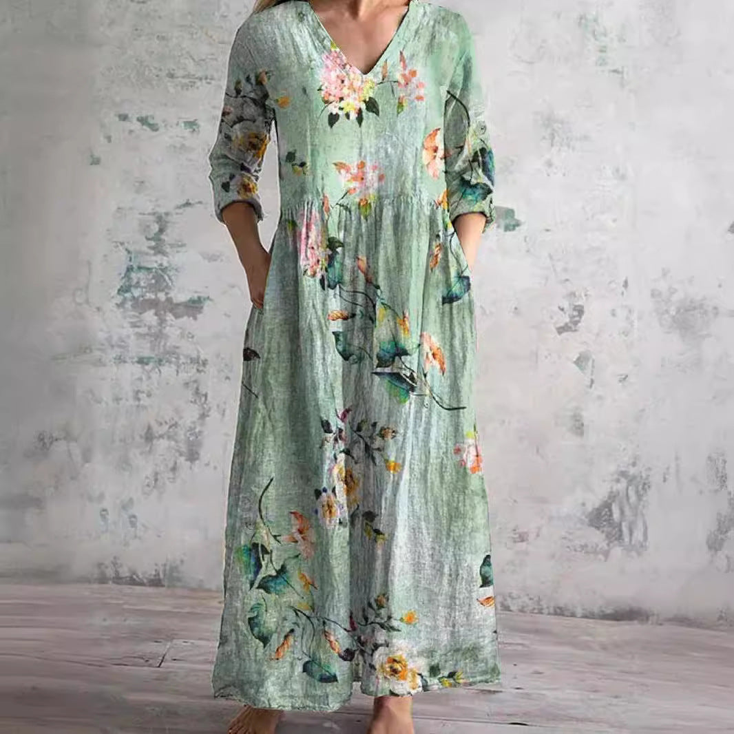 Alberte - Elegant Blomstret Kjole