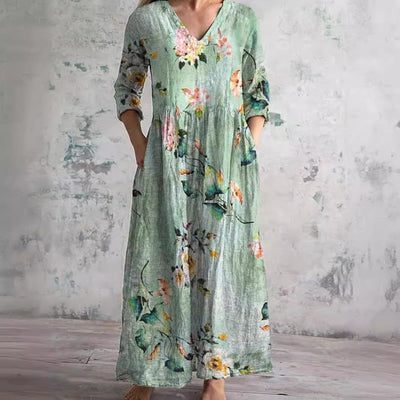 Alberte - Elegant Blomstret Kjole