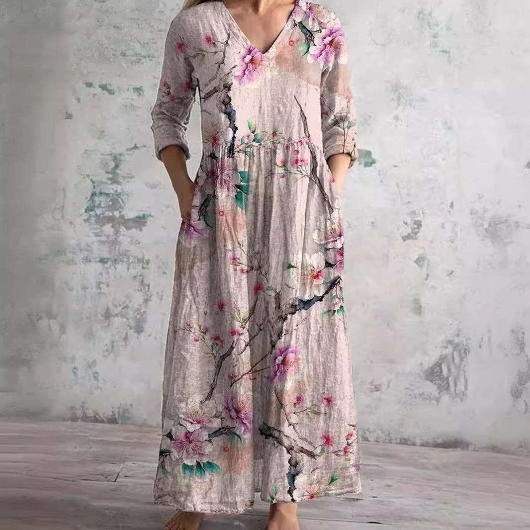 DACE - Elegant Blomster Maxi Kjole