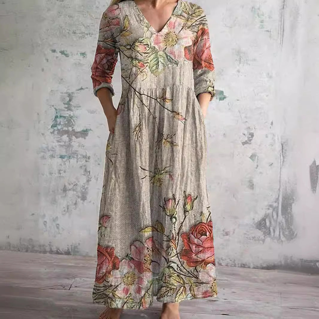 Alberte - Elegant Blomstret Kjole