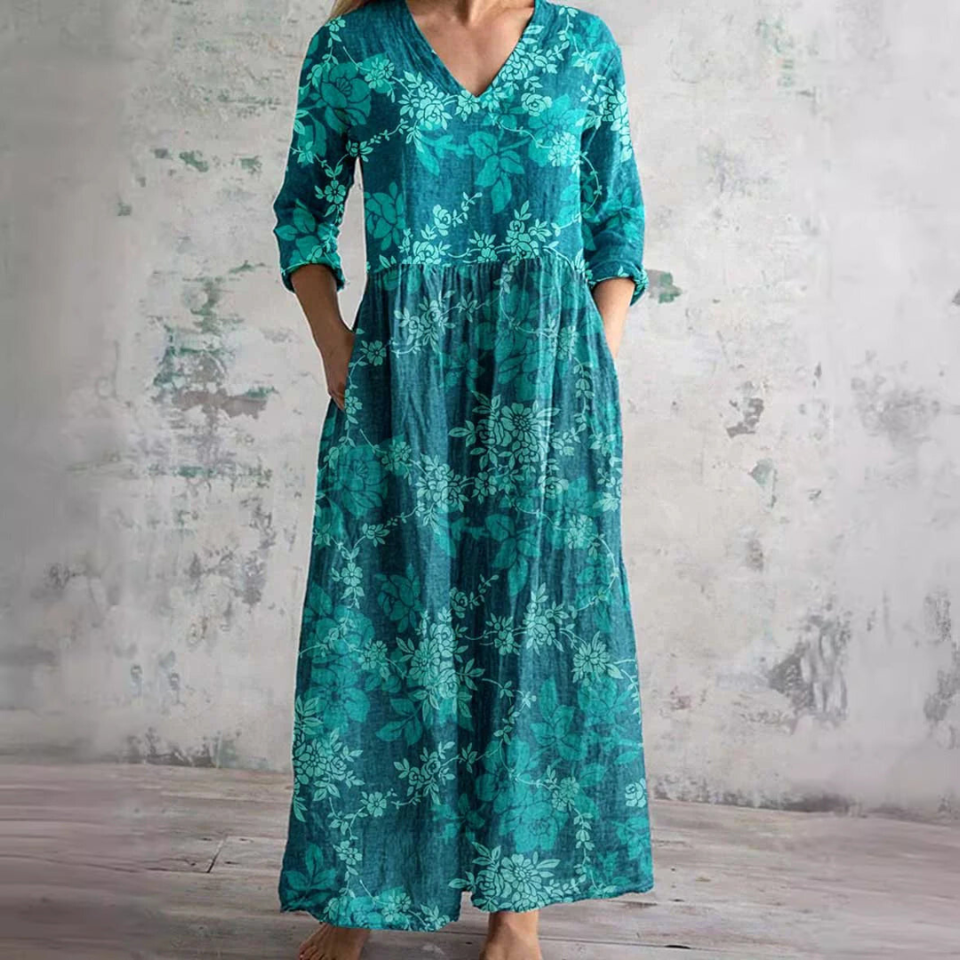 Alberte - Elegant Blomstret Kjole