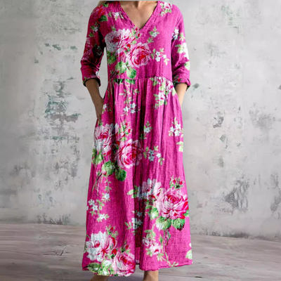 Alberte - Elegant Blomstret Kjole