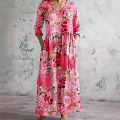Alberte - Elegant Blomstret Kjole