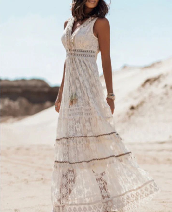 Kaia - Elegant Boho Midi Kjole