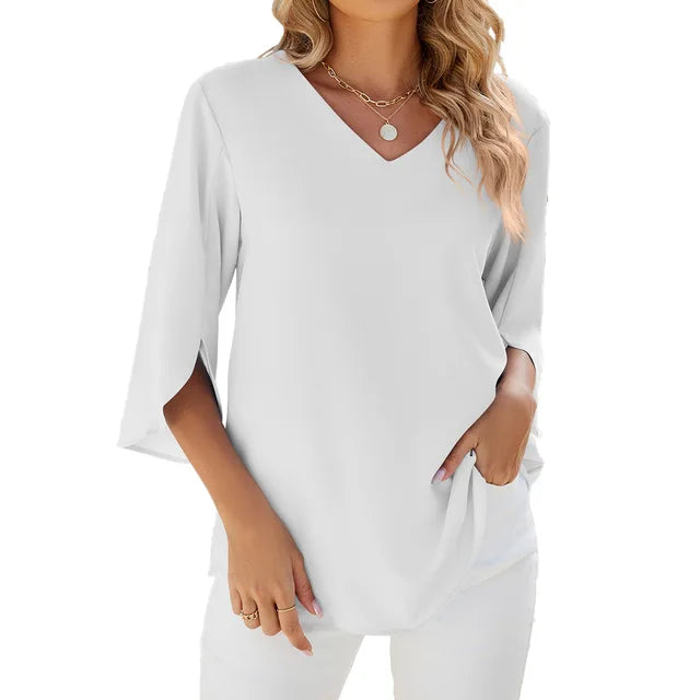 Cara - Let V-Hals Bluse