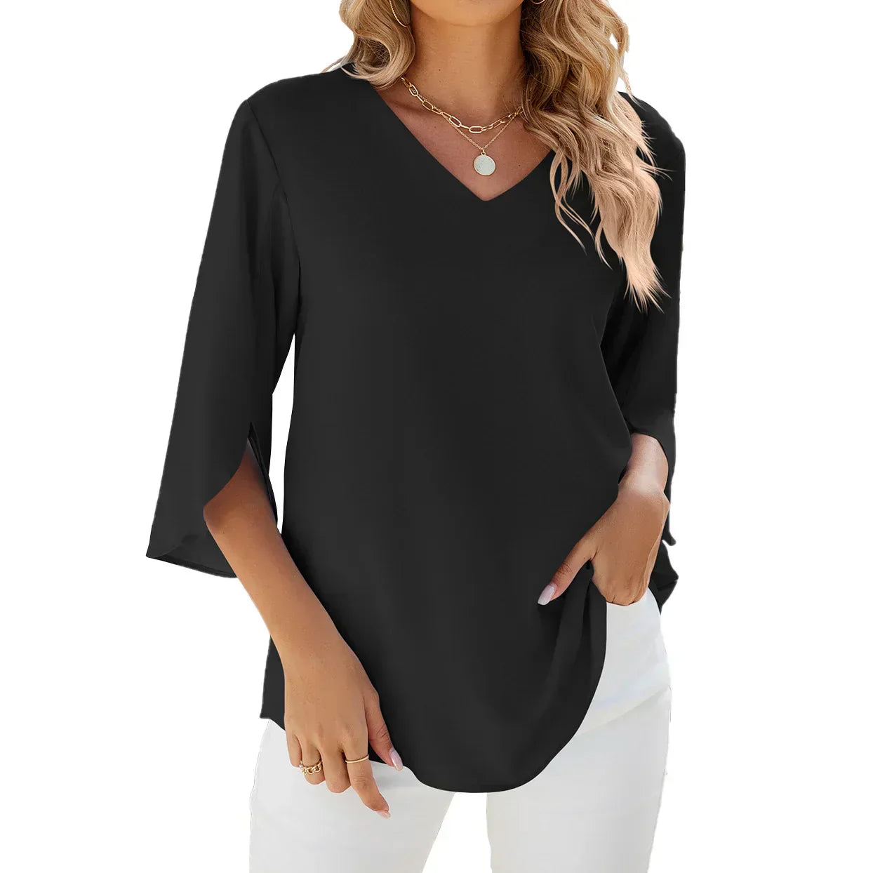 Cara - Let V-Hals Bluse