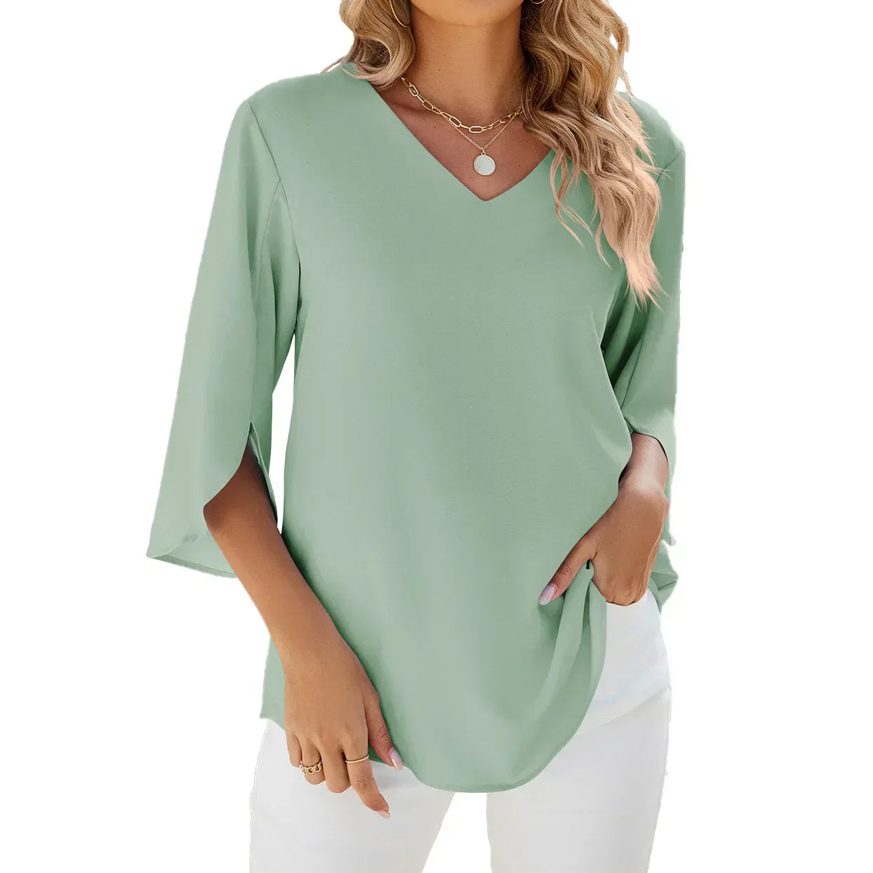 Cara - Let V-Hals Bluse