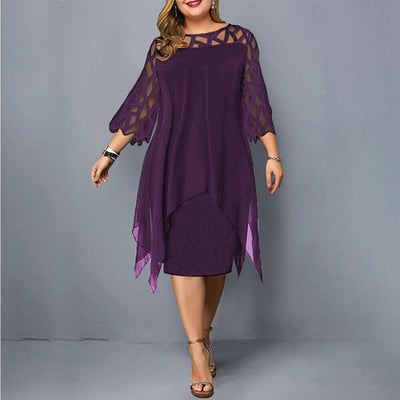 Tyra - Elegant Plus Size Midi Kjole