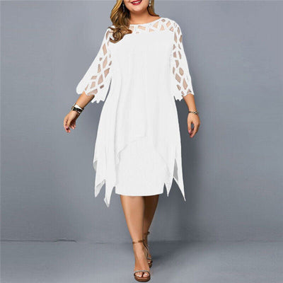 Tyra - Elegant Plus Size Midi Kjole
