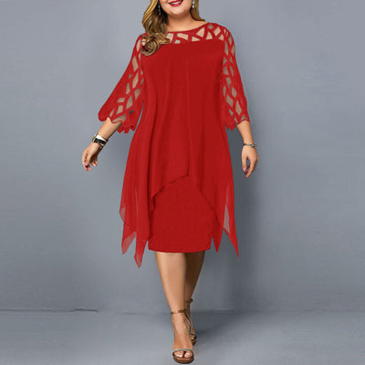 Tyra - Elegant Plus Size Midi Kjole
