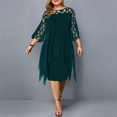 Tyra - Elegant Plus Size Midi Kjole