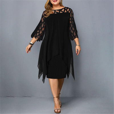 Tyra - Elegant Plus Size Midi Kjole