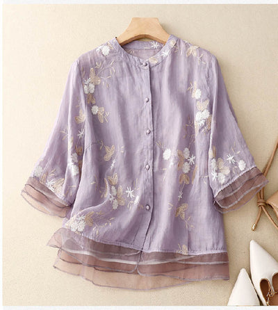 Gitte - Broderet Elegance Bluse